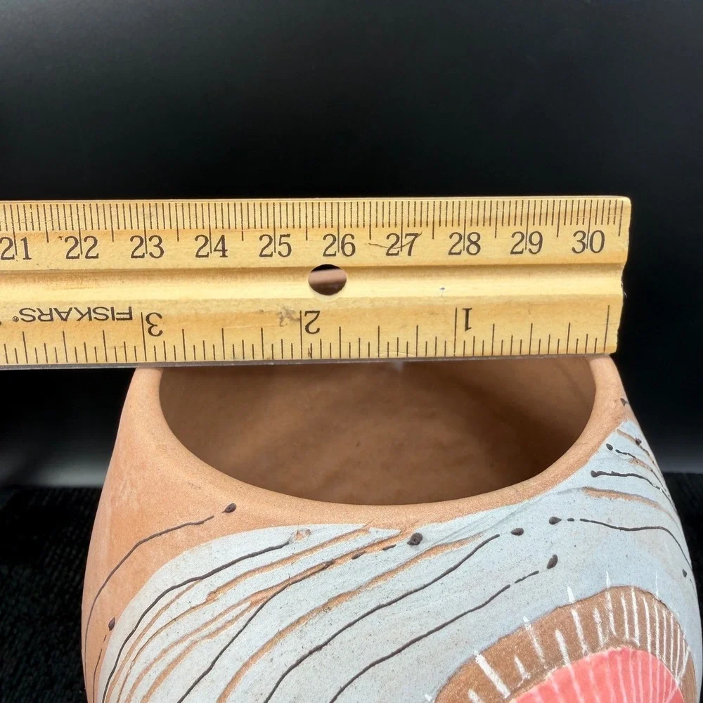 Niko Studio Pottery Terracotta Eye Planter Pink White Succulent Pot Handmade 4in